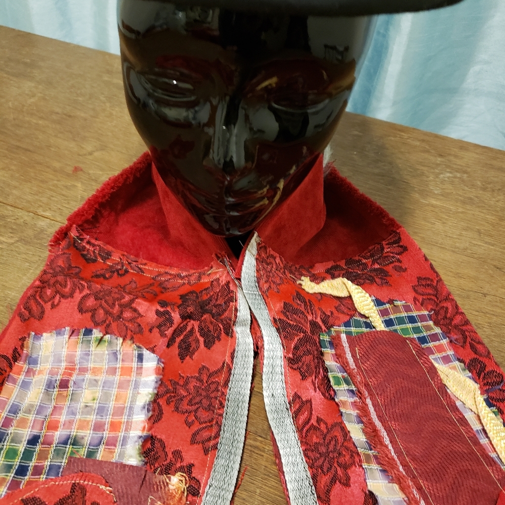 Handmade Patchwork Scarf Textile Collage Piece Corduroy Backed - Picture 7 of 16